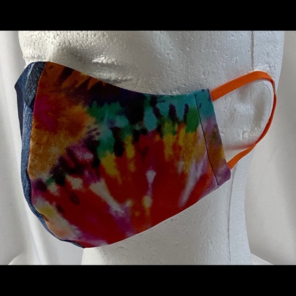 Denim and Tie Dye Face Mask, Reversible - Picture 3 of 4